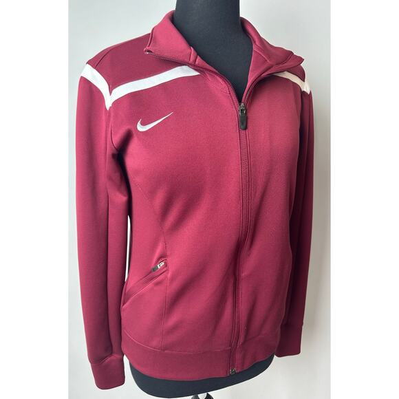 Nike Team Avenger Women's M Dri Fit Jacket Zip Up Thumb Holes Red Crimson Maroon - Picture 1 of 6